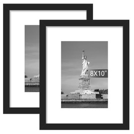 Marco De Fotos Negro, Muestra Fotos De 5x7" Con Tapete O 8x10" Sin Tapete,Marcos Para El Hogar, Boda, Galería, Paquete De 2,Negro-8x10"