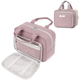 Full Size Toiletry Bag Large Makeup Bag Organizer Travel Cosmetic Bag for Women (Dusty Rose)