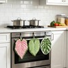 HJUHBDJ 3-Pack Leaf Shaped Hanging Kitchen Towels, Cute Coral Fleece