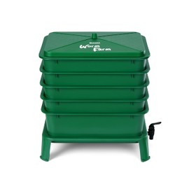 Blütezeit 5-Tray Worm Compost Bin, 53QT Worm Composter Indoor & Outdoor, Worm Farm Starter Kit for Vermicomposting, Recycling Food Waste (Green)
