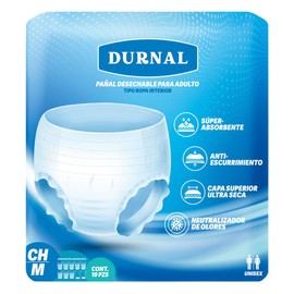 Pañal Adulto Tipo Ropa Interior Durnal, Discreto y Cómodo, Talla Chica/Mediana, 10 piezas