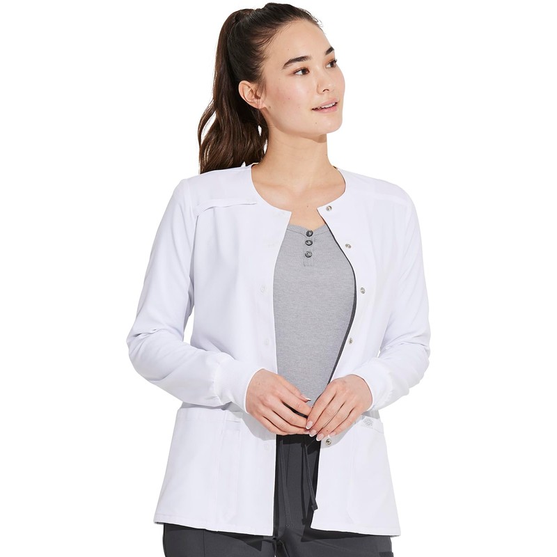 Dickies EDS Essentials Women's Snap Front Warm-Up Solid Scrub Jacket
