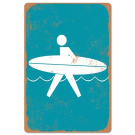 Beach Sign Metal Surfer Crossing Tin Sign Surf Board Decor for Wall Beach Bar Signs Beachy Girl Room Decor Aesthetic Surfing Beach Metal Tin Signs Surf Decor for Bedroom 8x12 Inch