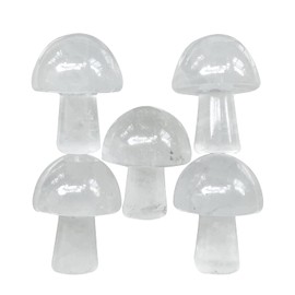 Ladeukoi 5Pcs Mini Mushroom Shaped Gemstone Statue Figurine, Carved Crystal Stone Mushrooms Crafts for Healing Chakra Reiki Balancing Home Decoration, Rock Quartz