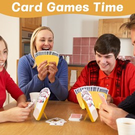 COLEESON 4 Pcs Playing Card Holder, Uno Card Holder, Plastic Playing Card Holder for Kids, Little Hands Card Holder, Card Game Holder for Cards Game, Poker Parties, Family Card Game Nights (F)