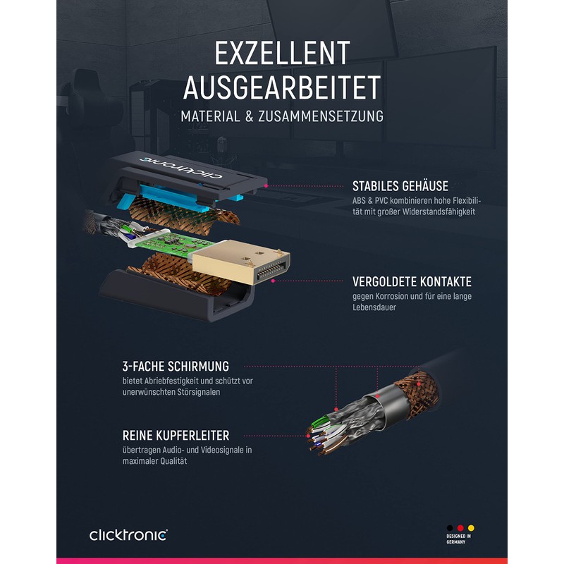Clicktronic 70713 Casual Display Port Cable, 5m Length