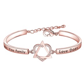FEELMEM Adoption Jewelry Adoption Symbol Heart Triangle Charm Bracelet DNA Doesn't Make You Family Love Does Adoption Jewelry Gift for Stepmom Foster Mom (rose gold)