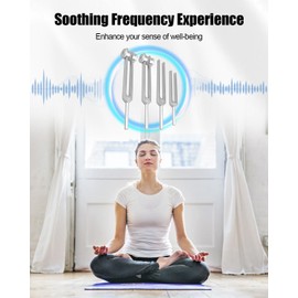 TIKSCIENCE Resonance Tuning Forks for Healing Set Inlcuding c128Hz om136.1Hz c256Hz 384Hz Hockey Puck Activator, Chakra Sound Therapy Instruments Tuning Fork Set