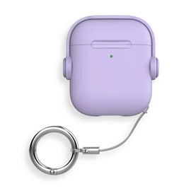 Airpods Case with Safety Lock, Shockproof, Airpods Case, Strap, Ring, Carabiner, TPU Magsafe, Wireless Charging, Anti-lost AirPods 1st and 2nd Generation Case (Light Purple, AirPods 1/2)