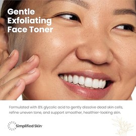 Simplified Skin Tnico de cido Gliclico para La Cara - Solucin Tonificante Facial - 8 cido Gliclico Tnico Hidratante, Anti-Envejecimiento, Exfoliante  
