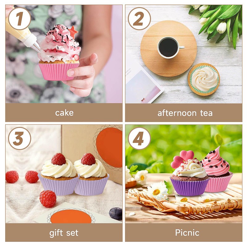 Xlloest Standard Cupcake Cases Rainbow Color Muffin Cases Paper 400pcs