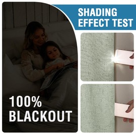 H.VERSAILTEX Christmas Sage 100% Blackout Curtains for Bedroom Linen Texture Full Shade 84 Inches Long Complete Drapes for Living Room, Thermal Back Tab/Rod Pocket/Hook Belt Draperies 2 Panels