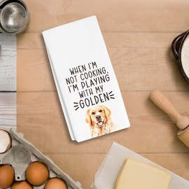 RZQIJ Golden Retriever Towels Dish Towels Dishcloth, Dog Mom Gifts for Women Dog Lovers, Cute Dog Golden Retriever Decor for Kitchen Bathroom Home, 16 x 24 Farmhouse Decoration Hand Towels. (078)