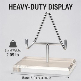 UULENNYM Rock Display Stand, Crystal Holder, Crystal Display Stand - Heavy Duty Rock Stand for Large Crystals, 18 lbs Max Load Acrylic Base with Metal Arm & Slip Pads, Mineral Geode Specimen Easel