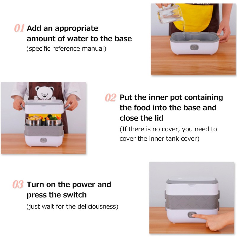 Electric Lunch Box Pluggable Heating Single / Double Layer Insulation