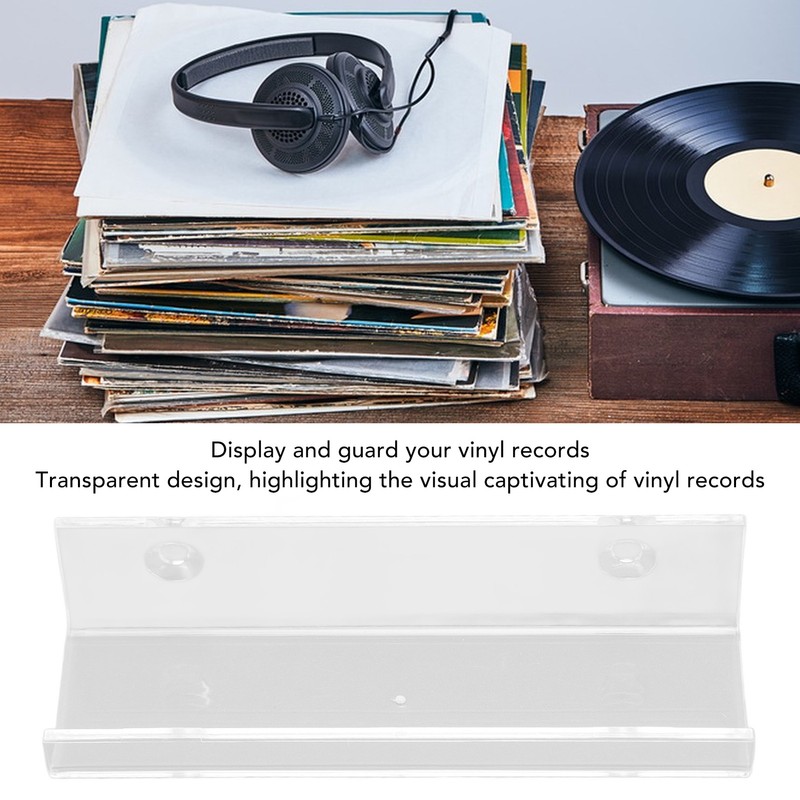6 Pcs Acrylic Record Shelf Wall Mounted Clear Vinyl Record