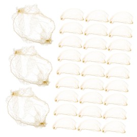 Vaguelly 60pcs Gold Elastic Edge Hair Nets for Ballet Bun Covers Mesh Hair Wraps for Women Wedding Stage Performances