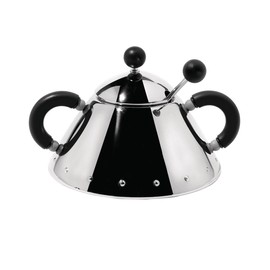 Alessi - Sugar Bowl with Spoon - Colour: Black - Stainless Steel - Michael Graves