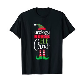Urology Nurse Elf Crew Christmas Matching PJs Nursing T-Shirt, black