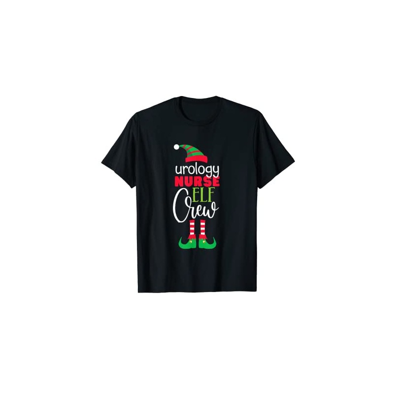 Urology Nurse Elf Crew Christmas Matching PJs Nursing T-Shirt, black
