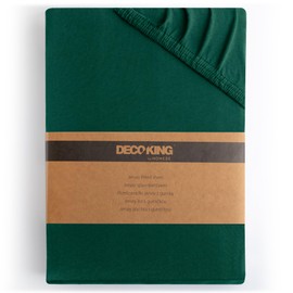DecoKing Fitted Sheet Small Double Cotton Jersey Boxspring, Amber Collection, 100x200-120x200 cm Bottle Green