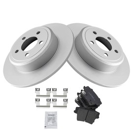 TRQ Rear Premium Ceramic Brake Pad & Coated Rotor Kit w/Chemicals Compatible with Chrysler