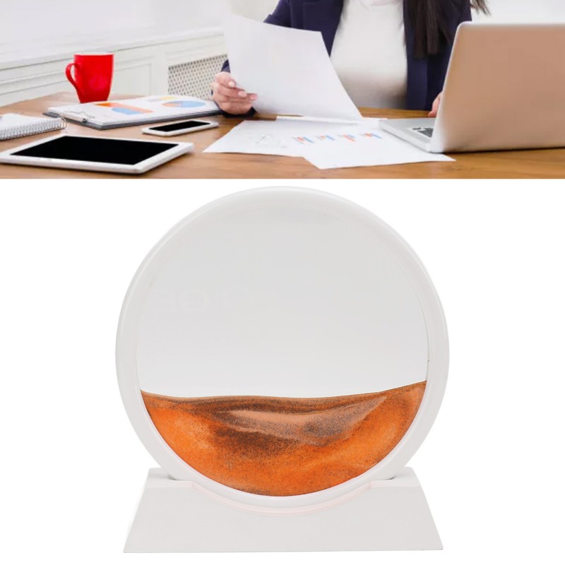 Moving Sand Art Round White Frame 3D High Transparent Glass