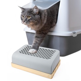 Cat Ramp for Litter Box with Filter Function, COITEK Self-Cleaning Cat Litter Boxes with Wooden Base, Double Layer Stairs/Steps Ideal for Kitten & Elderly Cats, Easy to Clean(12.2”x7.88”x3.94”)