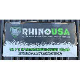 RETRACTABLE-RATCHETS Rhino USA 4 Pack 1” x 10’ Retractable Ratchet Straps w/ Bag 403lbs Load 1209lbs