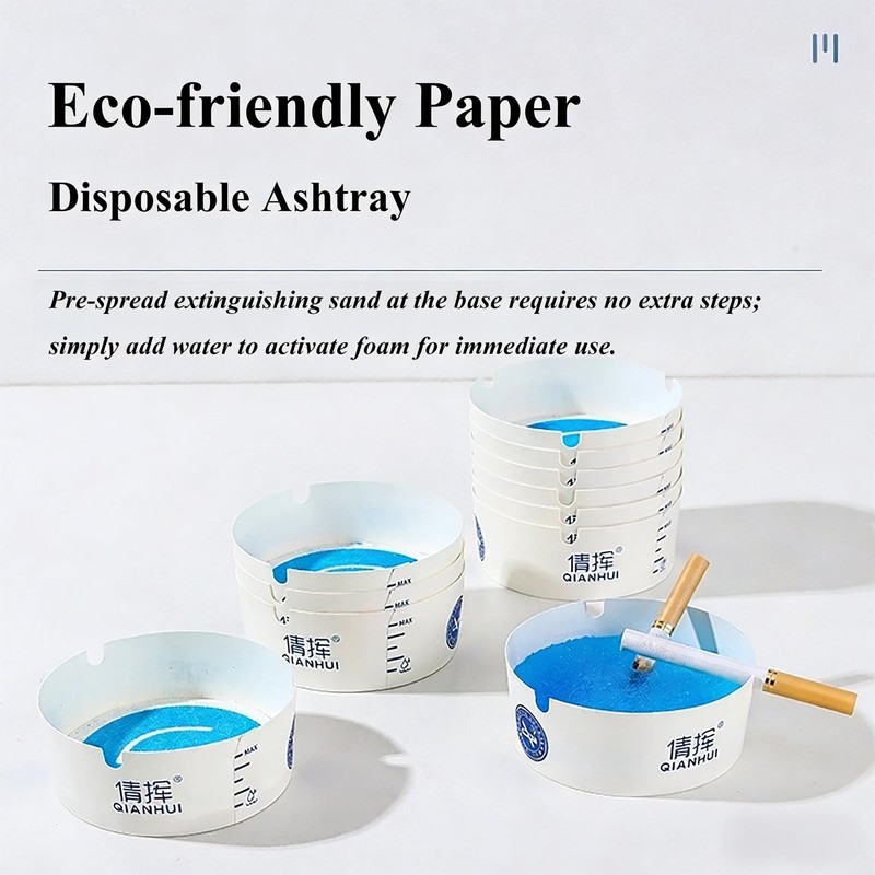 Disposable Ashtrays 25-Pack Water-Activated, Portable Paper Ashtrays for Car Cup