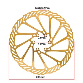 CNCLOL Bicycle Brake Disc 160 mm 180 mm 203 mm for MTB Road Bike Mountain Bike BMX Pack of 2 Brake Discs with 12 Screws Disc Brake Rotors (Blue/Gold/Rainbow)