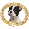 Gold Dog Chain Collar Diamond Cuban Link Dog Collar 13mm Wide Dog Necklace Metal Cat Chain Pet Crystal Collar Jewelry Accessories for Small Medium Large Dogs Cats(14inch)