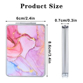 2 Pcs Pocket Mirror Compact Folding Mirror Magnifying Portable Mini Cosmetic Mirror Round Makeup Mirror Travel Fold Metal Double-Sided Cute Vanity Mirror for Home Office