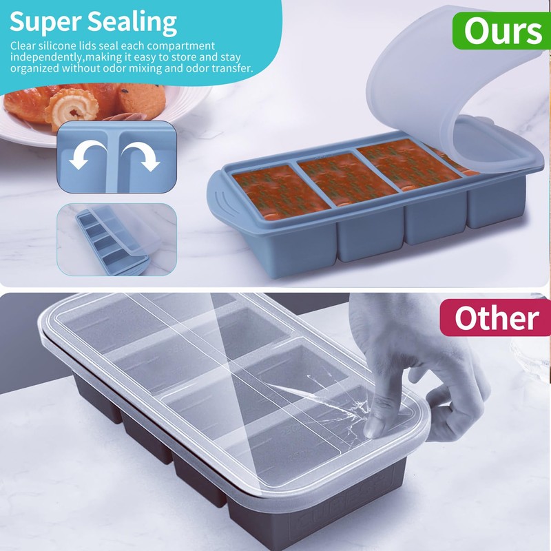 Silicone Freezer Molds Gift Set with 2 Tbsp, 1/2, and