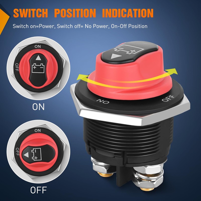 Nilight Battery Disconnect Switch 200A Master Disconnect Isolator 12V-48V On