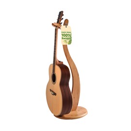 QIANBAMDAY Wooden Guitar Stand - Acoustic Electric Guitar Holder Bamboo, Portable Single Guitar Hanger Rack for Banjo Bass Ukulele Guitar Player Accessories Home Studio Music Instrument Display