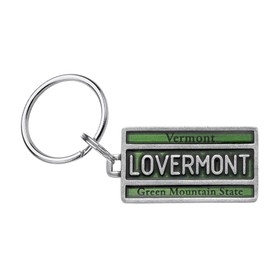 DANFORTH - VT License Plate Keyring - 2 Inches - Pewter - Key Fob - Handcrafted - Made in USA