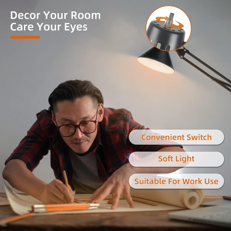 2 Pack Desk Lamp w/A19 E26 LED Bulb for Home