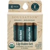 Soulsation Organic Lip Balm Set, 4 Flavors - Moisturizing for