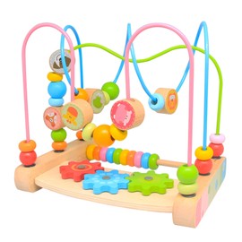 Bead Maze for Babies, Wooden Educational Abacus Beads Circle Toddler Toys - Colorful Roller Coaster Activity Game,Great Gift for Babies Toddlers Girls and Boys