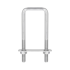 sourcing map 2 Sets Square U Bolts 42 mm (1.65 Inches) Inner Width 120 mm Length M8 304 Stainless Steel U Clamping Screw with Nut and Plate for Boat Trailer