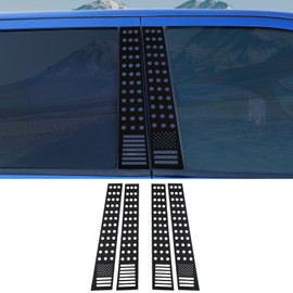 4pcs Aluminum Alloy American Flag Pillar Post Panel Trim for Dodge Ram 1500 2009-2017 External Accessories Car Window Door Trim Cover Kit, Black