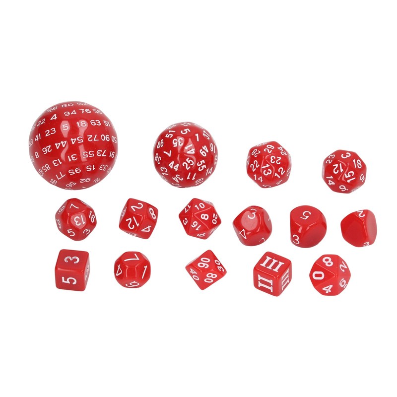 15pcs Complete Polyhedral Dice Set Acrylic D3 to D100 Spherical