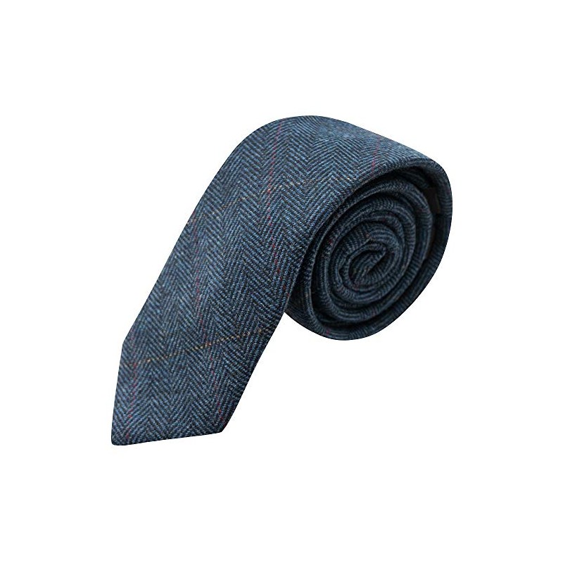 Lujosa corbata de espiga, azul vaquero, cuello para hombre