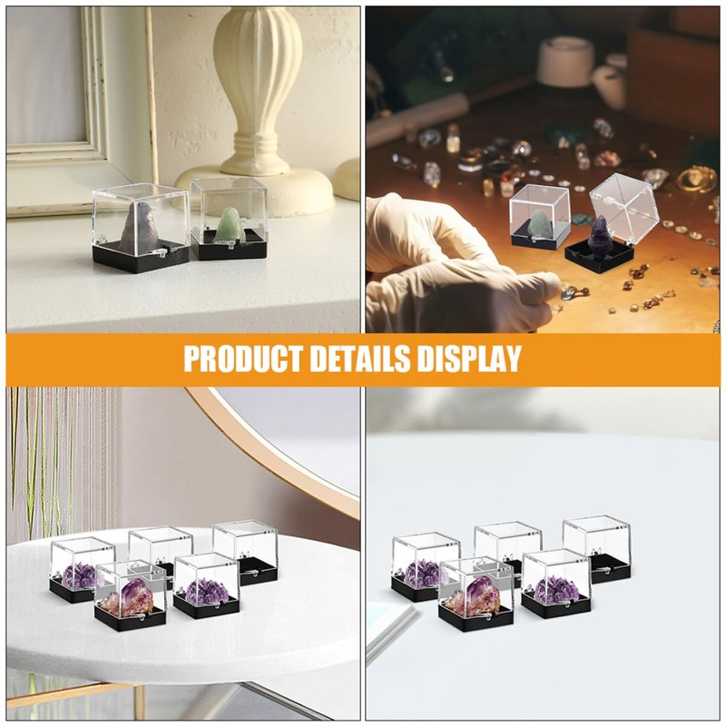 BUGUUYO Plastic Mini Gemstone Display Box Mini Specimen Case for