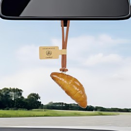 Alkaline Bread Car Mirror Hanging Accessories - Handmade Realistic Bread Car Rear View Mirror Charm - Cute Lucky Decoration Auto Interior Pendant Ornament for Women Girls (Croissant bread)