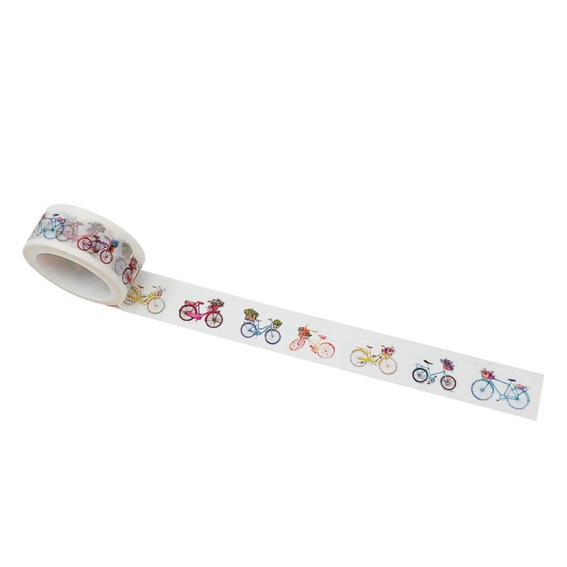 Wrapables Decorative Designs Washi Masking Tape, 15mm x 5m, Bikes