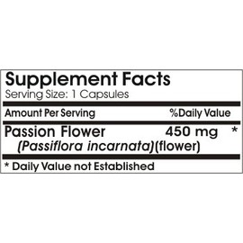 Passion Flower 450mg // 100 Capsules // Pure // by PureControl Supplements