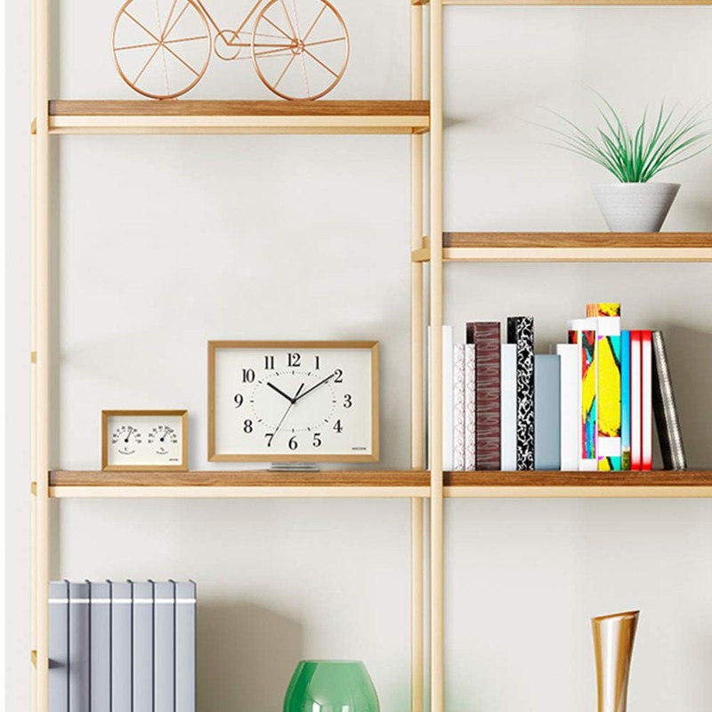 RHYTHM Temperature Humidity Meter A6 Size Wooden Frame Interior RHYTHM