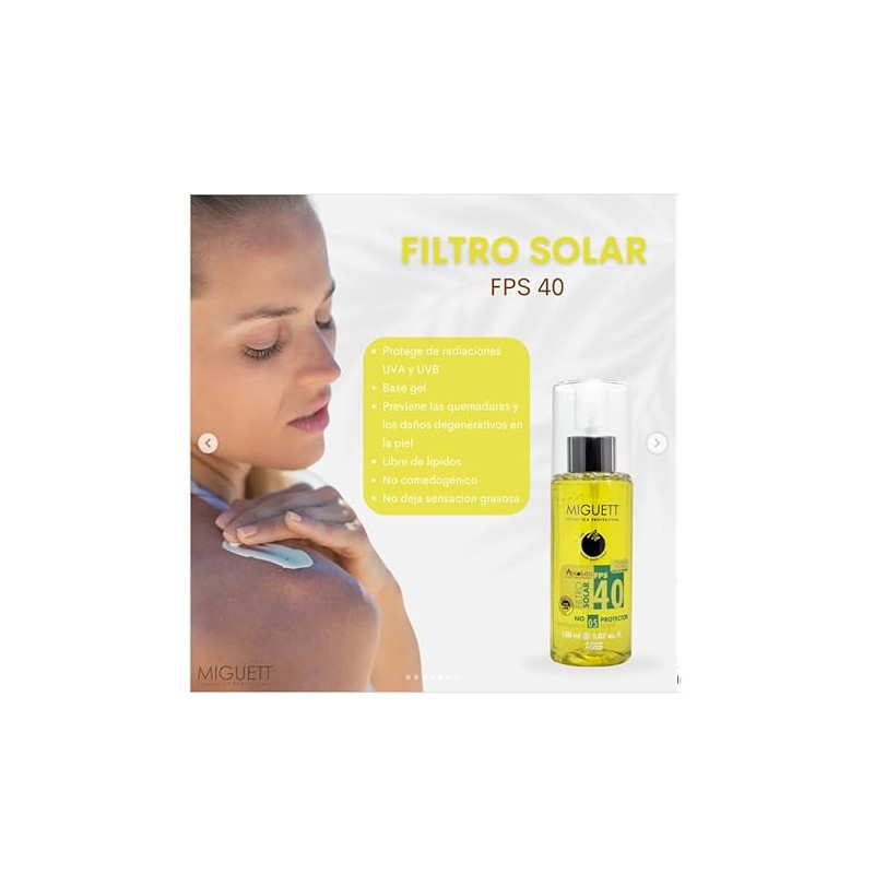 Filtro Solar Absolutta FPS40. Libre de lípidos. No comedogénico No